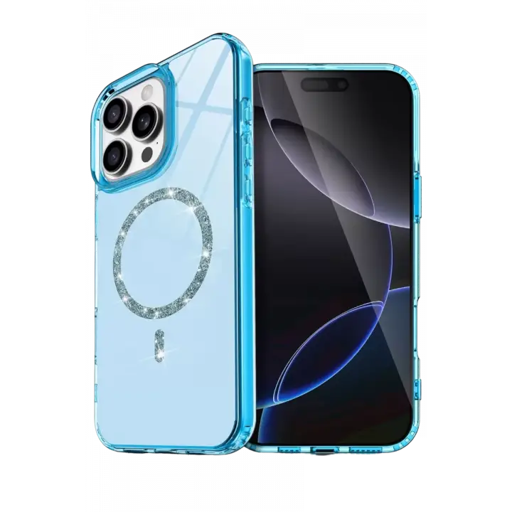 Newface Apple iPhone 16 Pro Live Diamond Magsafe Kapak - Mavi