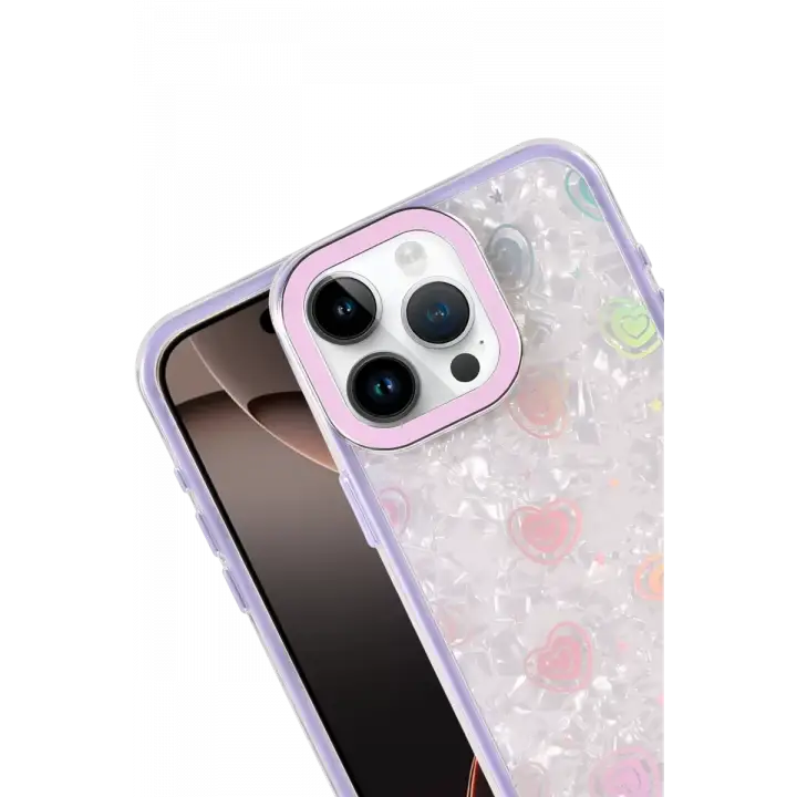 Newface Apple iPhone 16 Pro Max Lumi Desenli Kapak - Mor