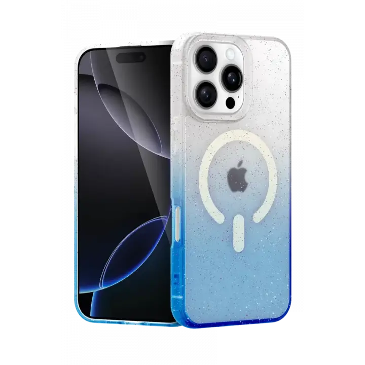 Newface Apple iPhone 16 Pro Max Pummel Shiny Magsafe Kapak - Mavi