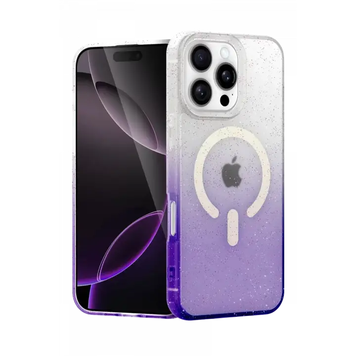 Newface Apple iPhone 16 Pro Max Pummel Shiny Magsafe Kapak - Mor
