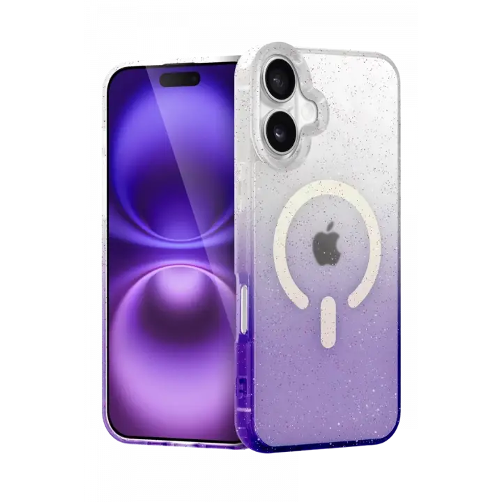 Newface Apple iPhone 16 Pummel Shiny Magsafe Kapak - Mor