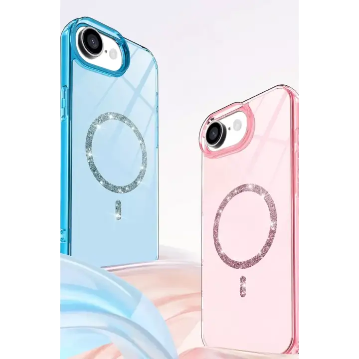 Newface Apple iPhone 16E Live Diamond Magsafe Kapak - Mavi