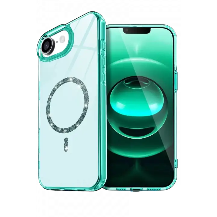 Newface Apple iPhone 16E Live Diamond Magsafe Kapak - Yeşil