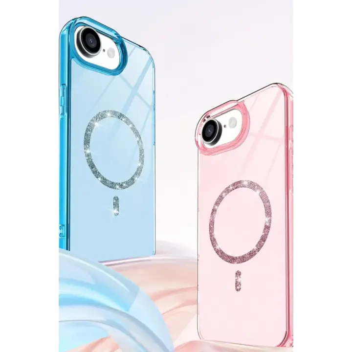 Newface Apple iPhone 16E Live Diamond Magsafe Kapak - Yeşil
