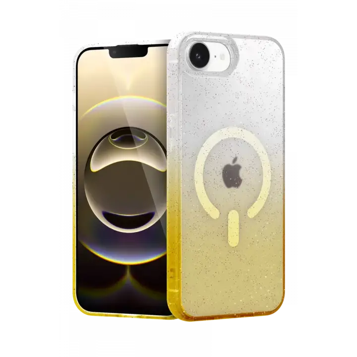 Newface Apple iPhone 16E Pummel Shiny Magsafe Kapak - Gold