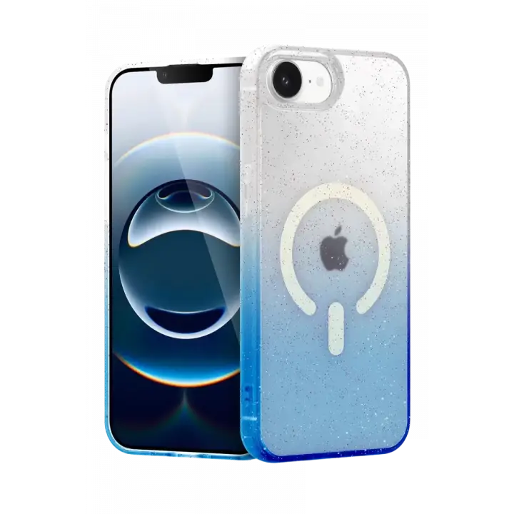 Newface Apple iPhone 16E Pummel Shiny Magsafe Kapak - Mavi