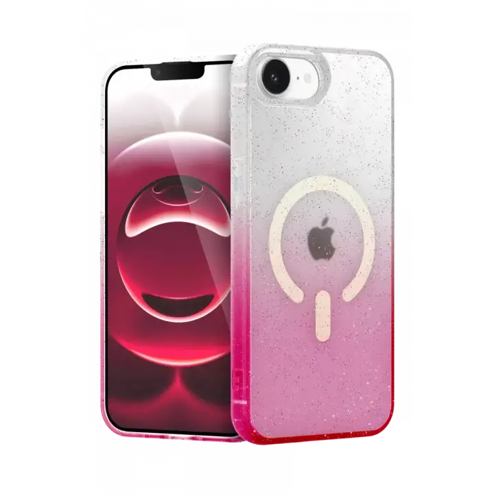 Newface Apple iPhone 16E Pummel Shiny Magsafe Kapak - Pembe