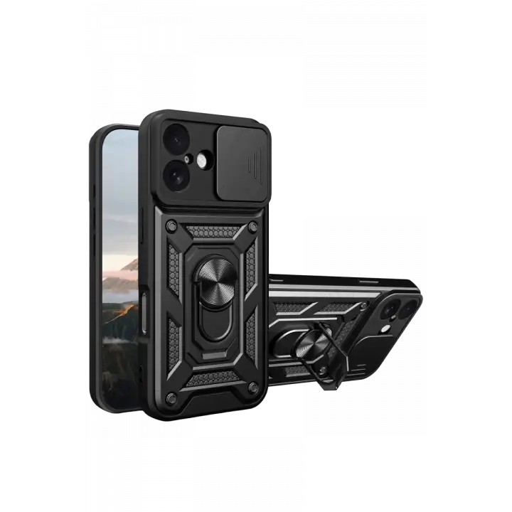 Newface Apple iPhone 17 Pars Lens Yüzüklü Silikon - Siyah