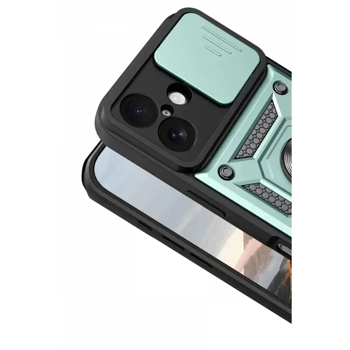Newface Apple iPhone 17 Pars Lens Yüzüklü Silikon - Yeşil