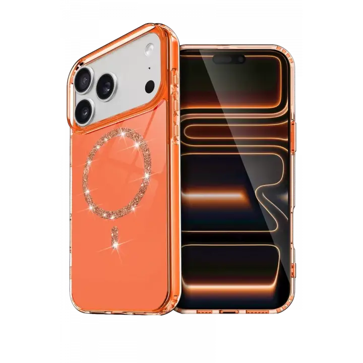 Newface Apple iPhone 17 Pro Max Live Diamond Magsafe Kapak - Turuncu