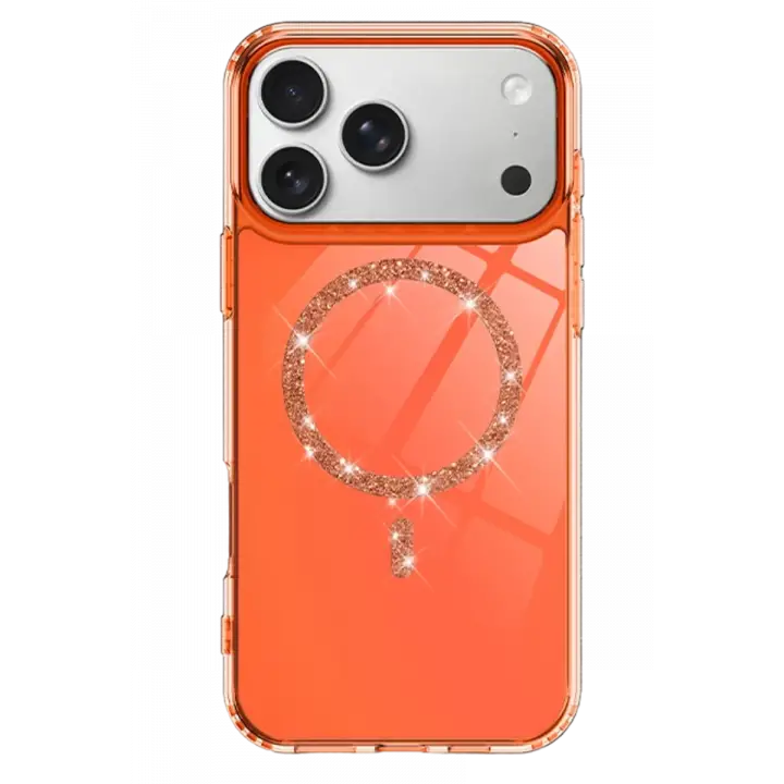 Newface Apple iPhone 17 Pro Max Live Diamond Magsafe Kapak - Turuncu