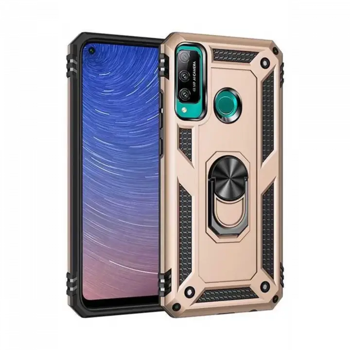 Newface Huawei P40 Lite E Kılıf Sofya Yüzüklü Silikon Kapak - Gold