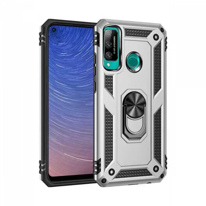 Newface Huawei P40 Lite E Kılıf Sofya Yüzüklü Silikon Kapak - Gümüş