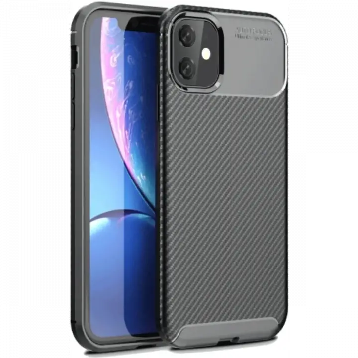 Newface iPhone 11 Kılıf Auto Focus Karbon Kapak - Siyah