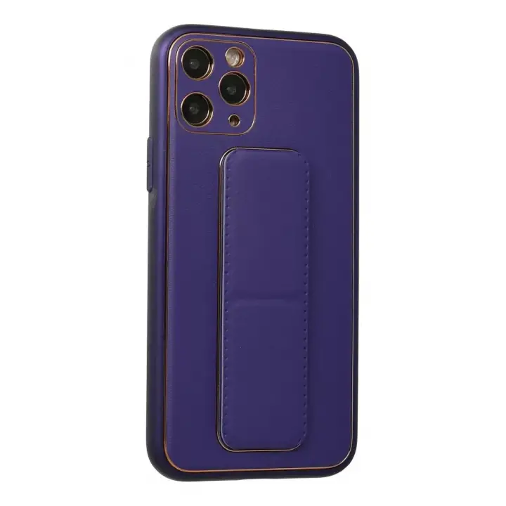 Newface iPhone 11 Pro Kılıf Coco Deri Standlı Kapak - Mor