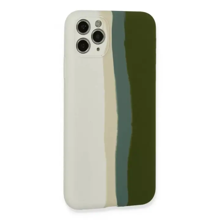 Newface Apple iPhone 11 Pro Kılıf Ebruli Lansman Silikon - Beyaz-Yeşil