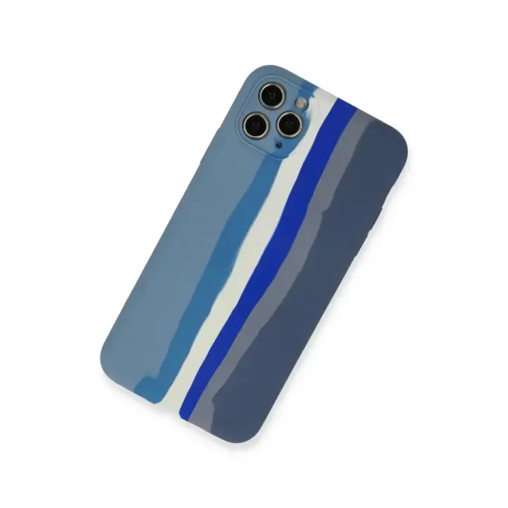 Newface Apple iPhone 11 Pro Kılıf Ebruli Lansman Silikon - Mavi-Gri