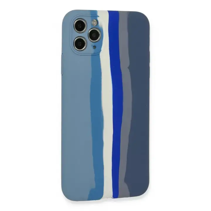 Newface Apple iPhone 11 Pro Kılıf Ebruli Lansman Silikon - Mavi-Gri