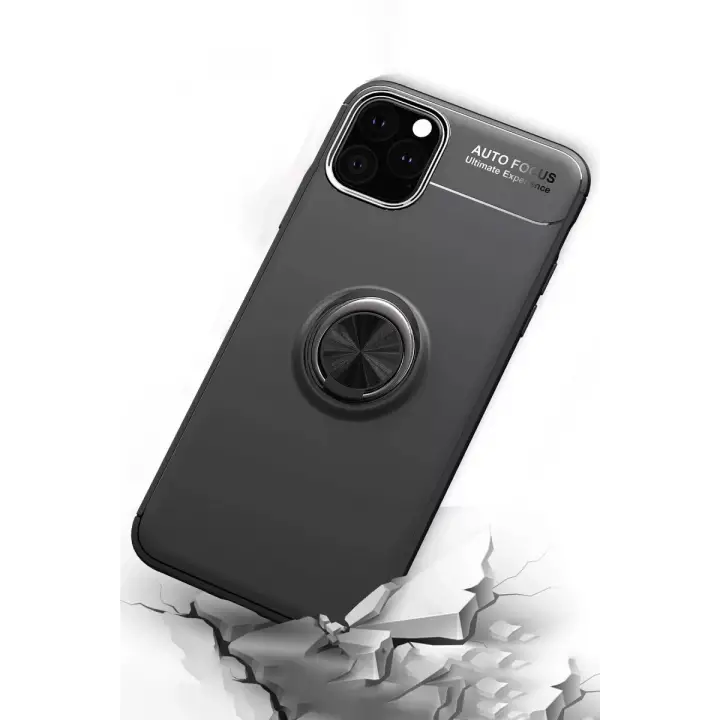Newface Apple iPhone 11 Pro Kılıf Range Yüzüklü Silikon - Siyah