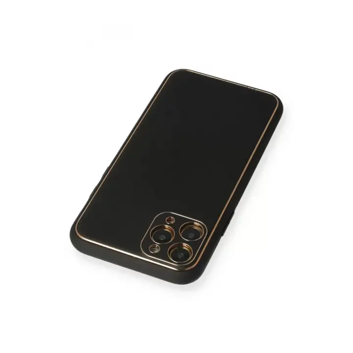 Newface Apple iPhone 11 Pro Max Kılıf Coco Deri Silikon Kapak - Siyah
