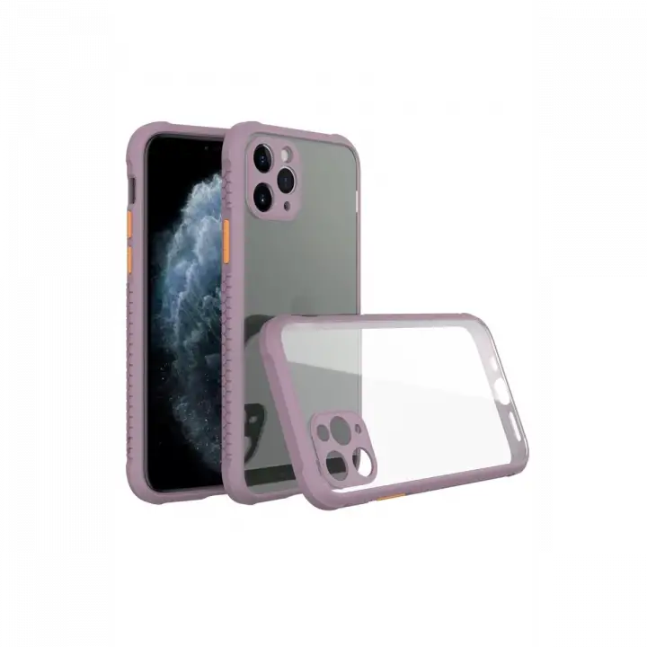 Newface iPhone 11 Pro Max Kılıf Miami Şeffaf Silikon - Açık Mor
