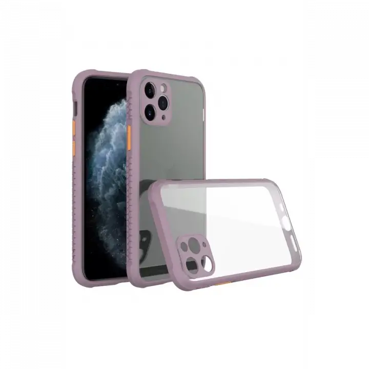 Newface Apple iPhone 11 Pro Max Kılıf Miami Şeffaf Silikon - Açık Mor