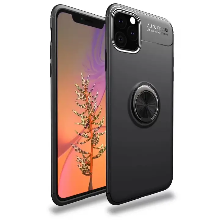 Newface Apple iPhone 11 Pro Max Kılıf Range Yüzüklü Silikon - Siyah