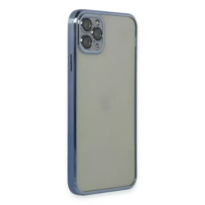 Newface Apple iPhone 11 Pro Max Kılıf Razer Lensli Silikon - Açık Mavi