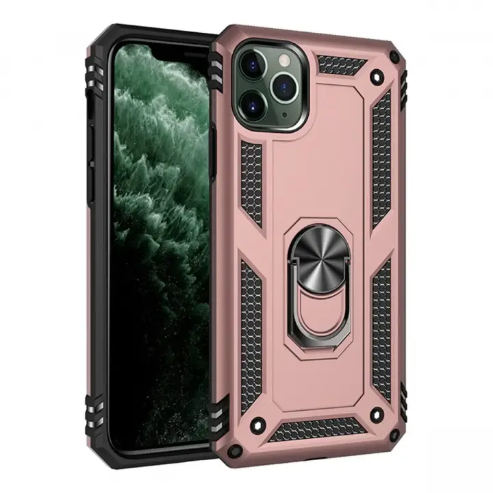 Newface iPhone 11 Pro Max Kılıf Sofya Yüzüklü Silikon Kapak - Rose