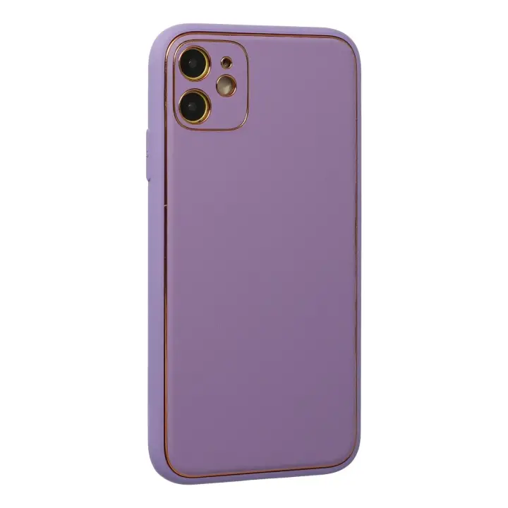 Newface iPhone 12 Kılıf Coco Deri Silikon Kapak - Lila
