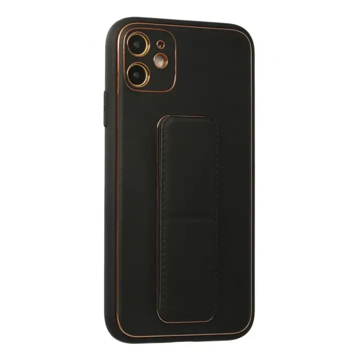 Newface iPhone 12 Kılıf Coco Deri Standlı Kapak - Siyah