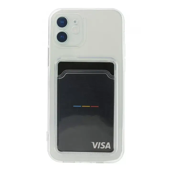 Newface Apple iPhone 12 Kılıf Kart Şeffaf Silikon - Şeffaf