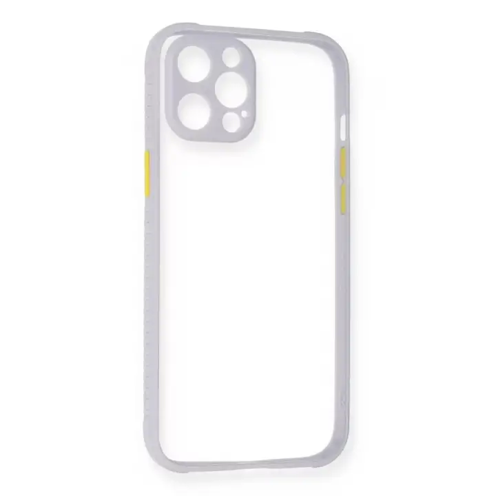 Newface Apple iPhone 12 Kılıf Miami Şeffaf Silikon - Lila