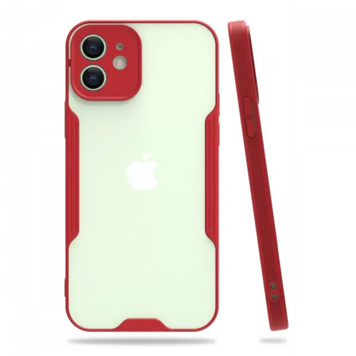 Newface iPhone 12 Kılıf Platin Silikon - Kırmızı