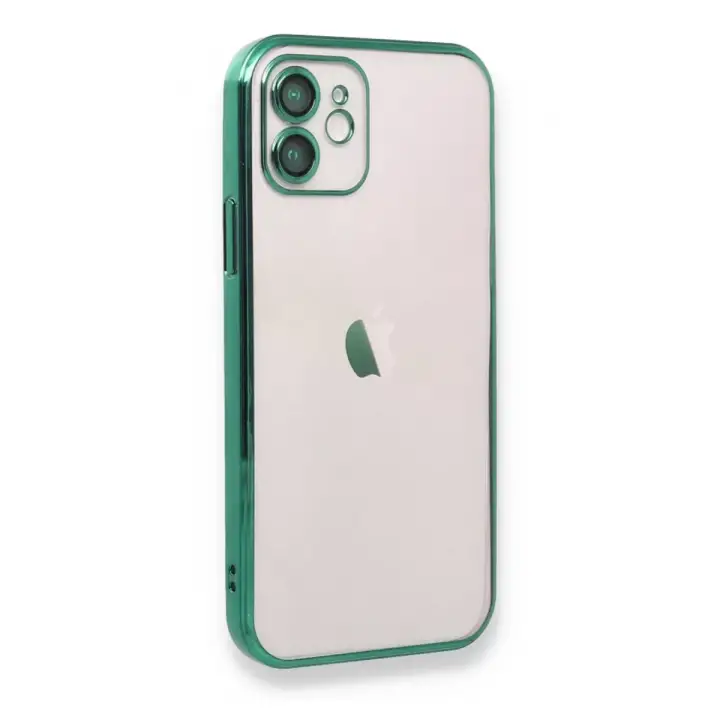 Newface iPhone 12 Kılıf Razer Lensli Silikon - Yeşil