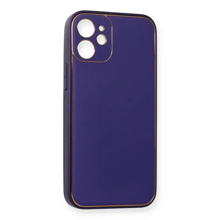 Newface iPhone 12 Mini Kılıf Coco Deri Silikon Kapak - Mor