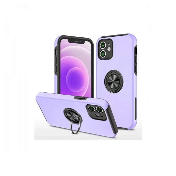 Newface Apple iPhone 12 Mini Kılıf Elit Yüzüklü Kapak - Mor