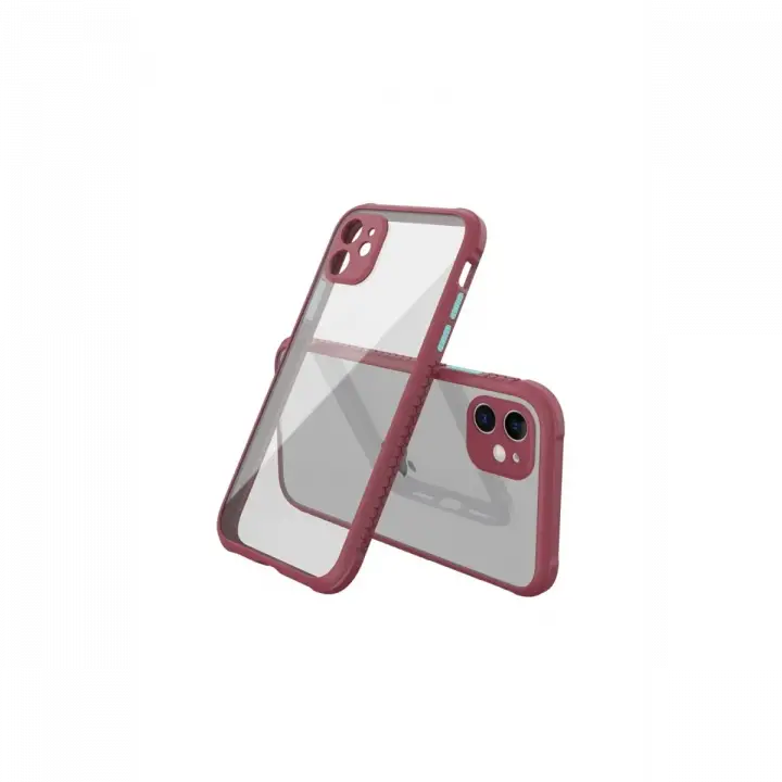 Newface iPhone 12 Mini Kılıf Miami Şeffaf Silikon - Fuşya