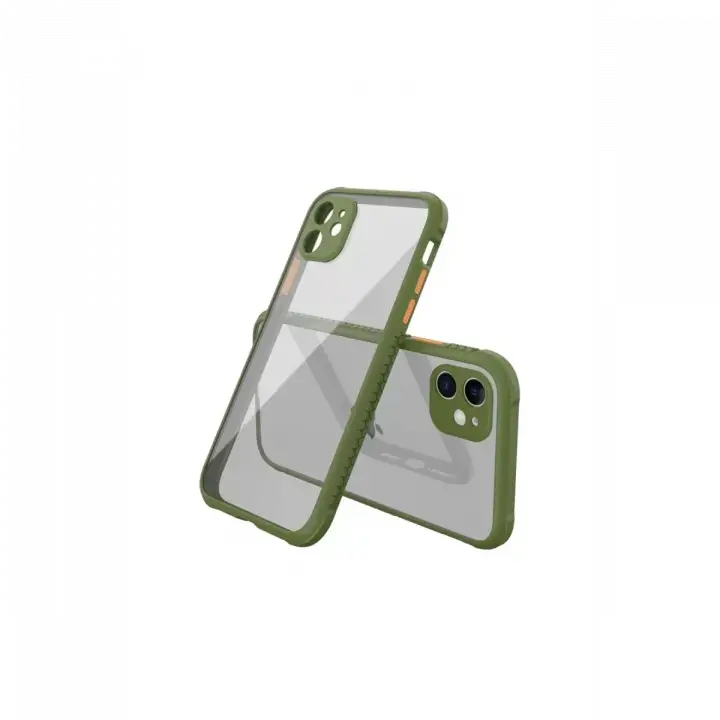 Newface Apple iPhone 12 Mini Kılıf Miami Şeffaf Silikon - Koyu Yeşil