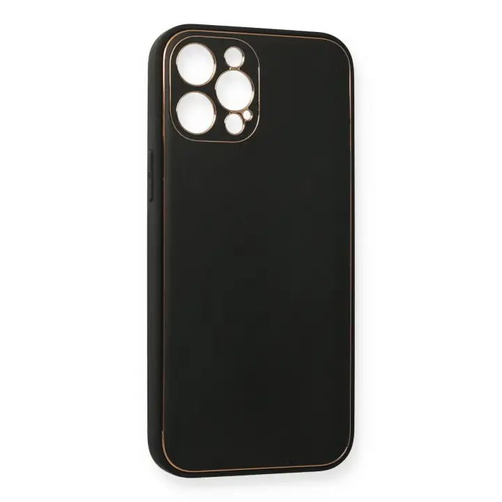 Newface iPhone 12 Pro Kılıf Coco Deri Silikon Kapak - Siyah