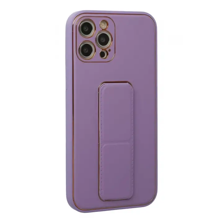 Newface iPhone 12 Pro Kılıf Coco Deri Standlı Kapak - Lila