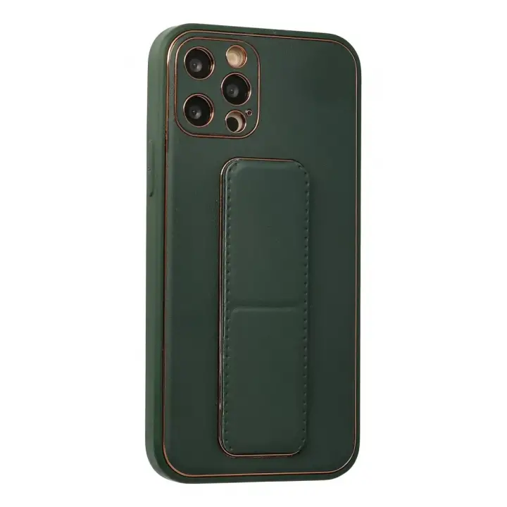 Newface iPhone 12 Pro Kılıf Coco Deri Standlı Kapak - Yeşil