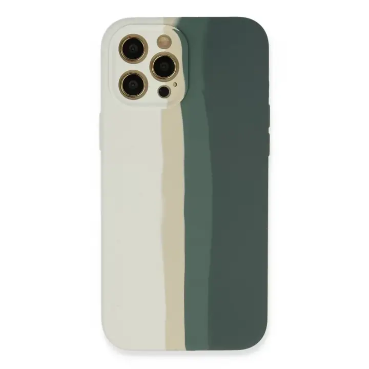 Newface iPhone 12 Pro Kılıf Ebruli Lansman Silikon - Beyaz-Gri