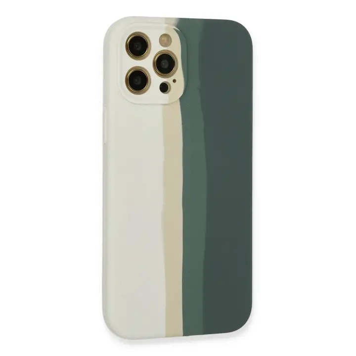 Newface iPhone 12 Pro Kılıf Ebruli Lansman Silikon - Beyaz-Gri