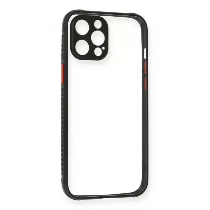 Newface Apple iPhone 12 Pro Kılıf Miami Şeffaf Silikon - Siyah