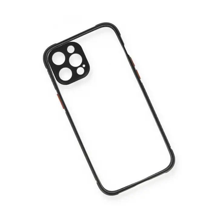 Newface Apple iPhone 12 Pro Kılıf Miami Şeffaf Silikon - Siyah