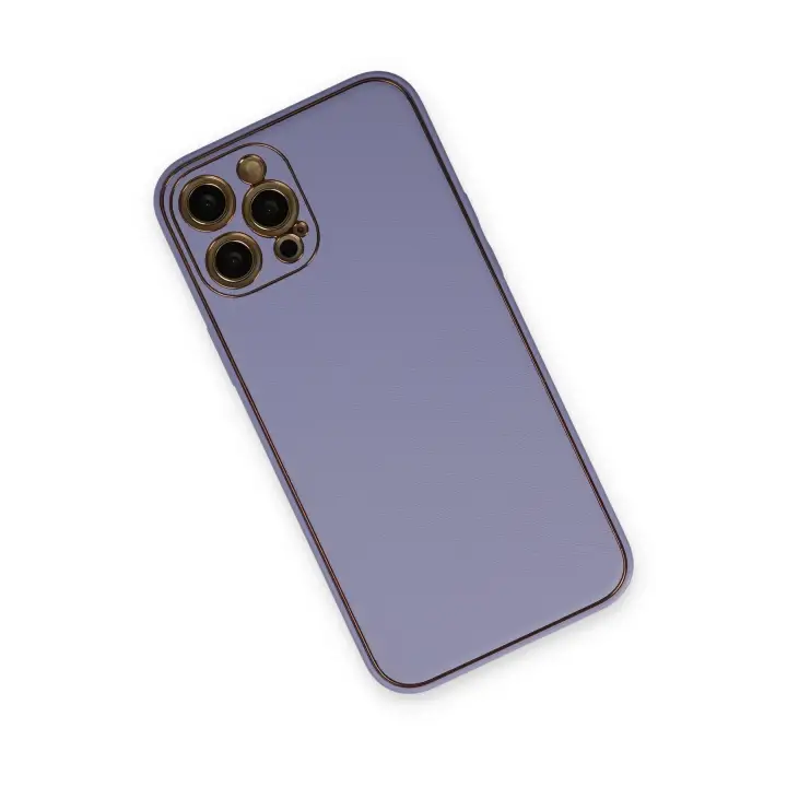 Newface iPhone 12 Pro Max Kılıf Coco Deri Silikon Kapak - Açık Lila