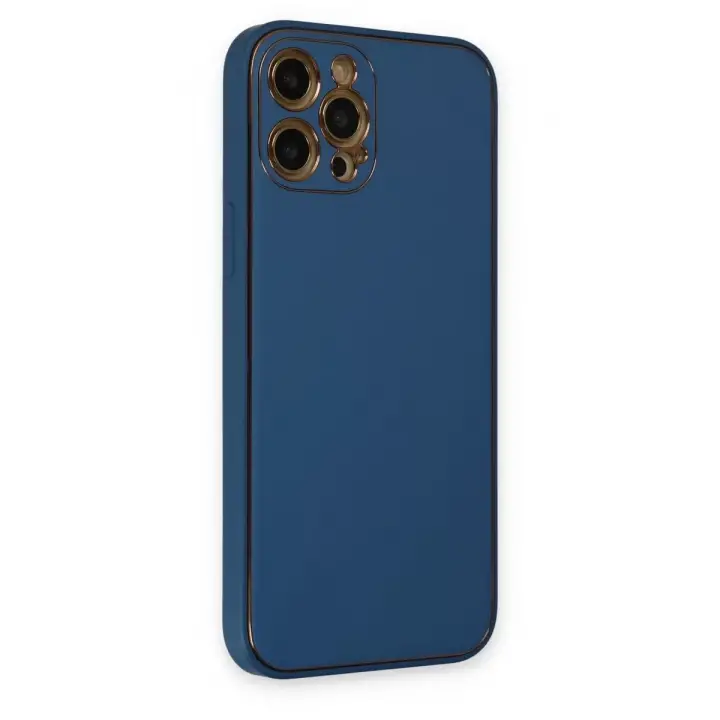 Newface Apple iPhone 12 Pro Max Kılıf Coco Deri Silikon Kapak - Açık Mavi