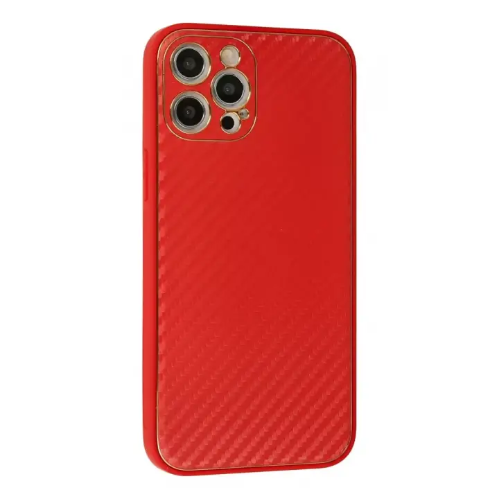 Newface Apple iPhone 12 Pro Max Kılıf Coco Karbon Silikon - Kırmızı