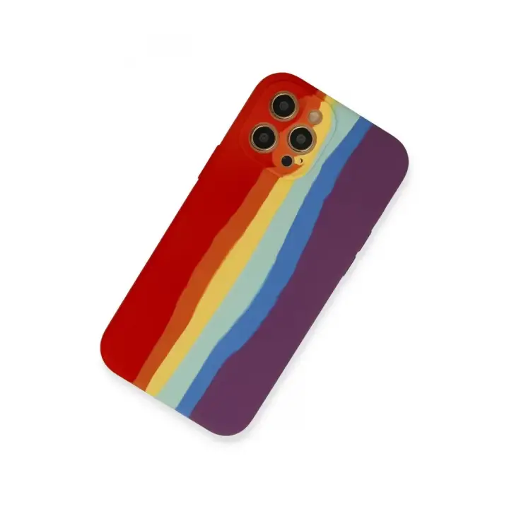 Newface iPhone 12 Pro Max Kılıf Ebruli Lansman Silikon - Kırmızı-Mor